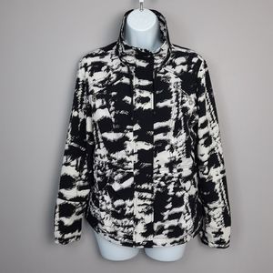 Chico's Zenergy Black and White Abstract Print Lightweight Zip Up Jacket Small